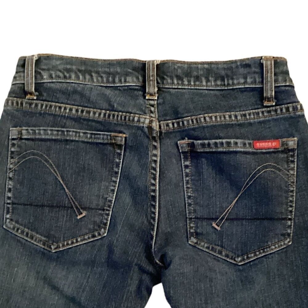 GUESS Vintage Low Rise Straight Bootcut Jean Dark Wash 25 - Picture 8 of 9